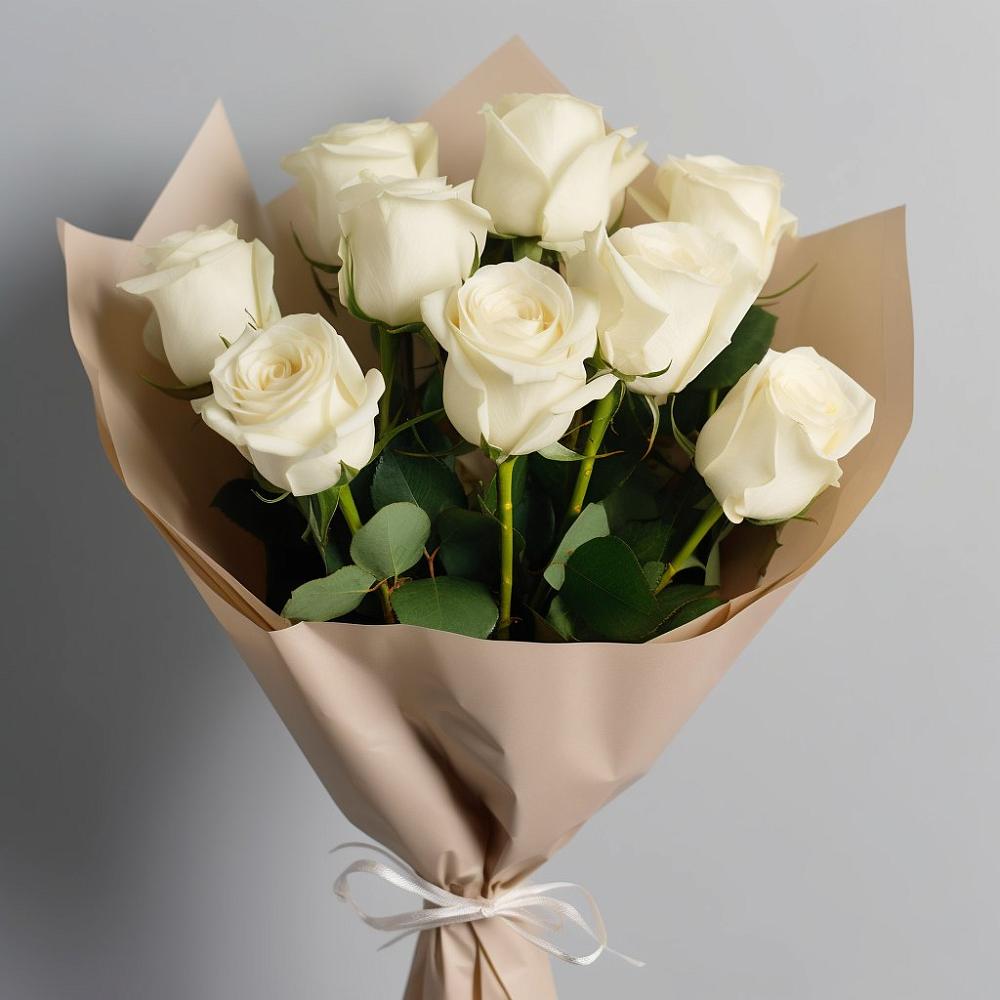 Букет 9 Белых роз Эдлесс Лав в Кулешовке