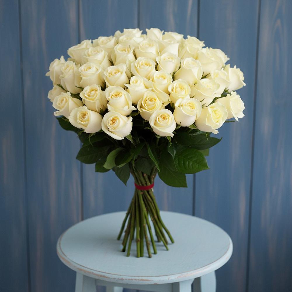 Букет 51 Белая роза Эдлесс Лав в Кулешовке