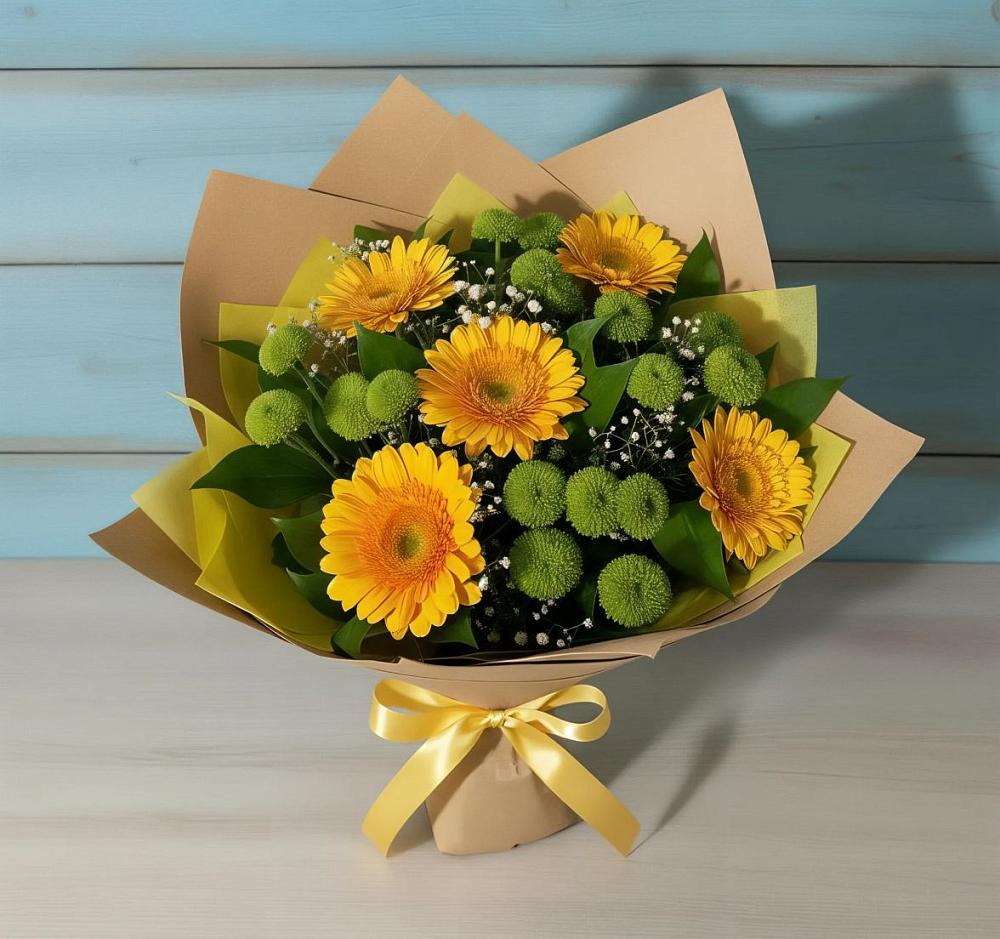 Букет цветов из: Герберы и Хризантемы в Кулешовке