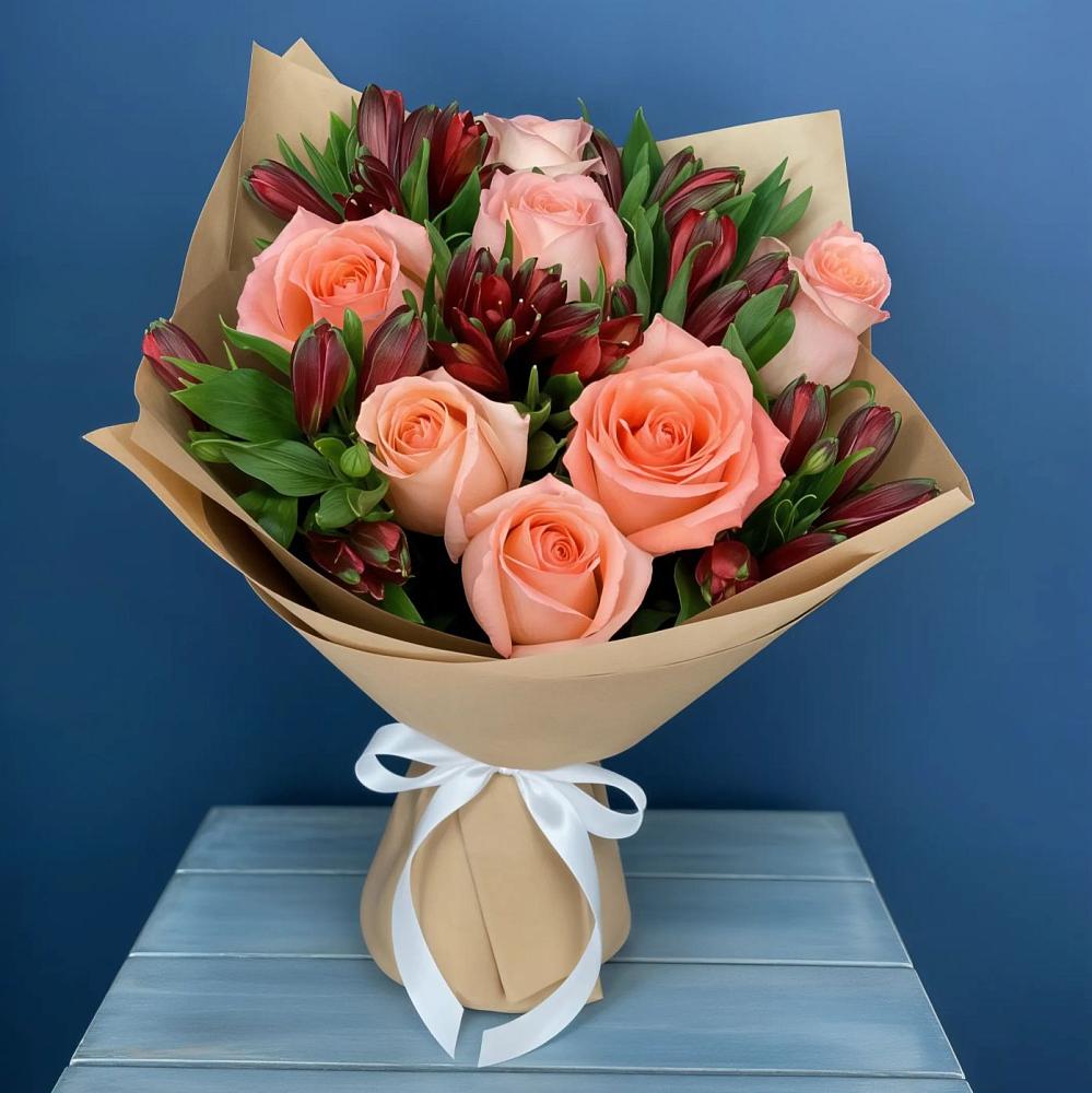 Букет цветов из: Розы и Альстромерии в Кулешовке