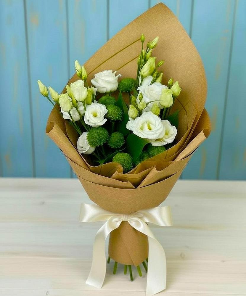 Букет цветов из: Хризантемы и Лизиантусы в Кулешовке