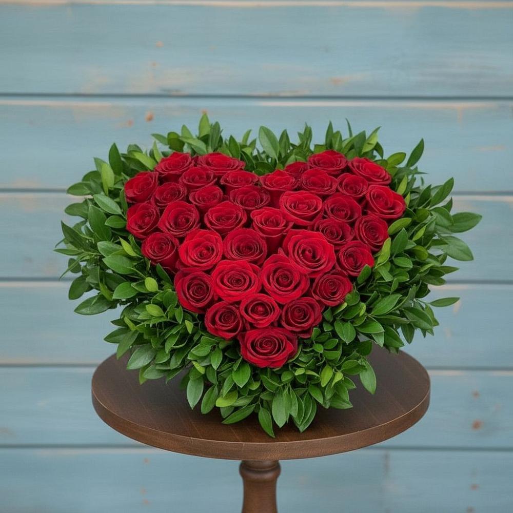 Цветочная композиция из Розы в виде сердца в Кулешовке