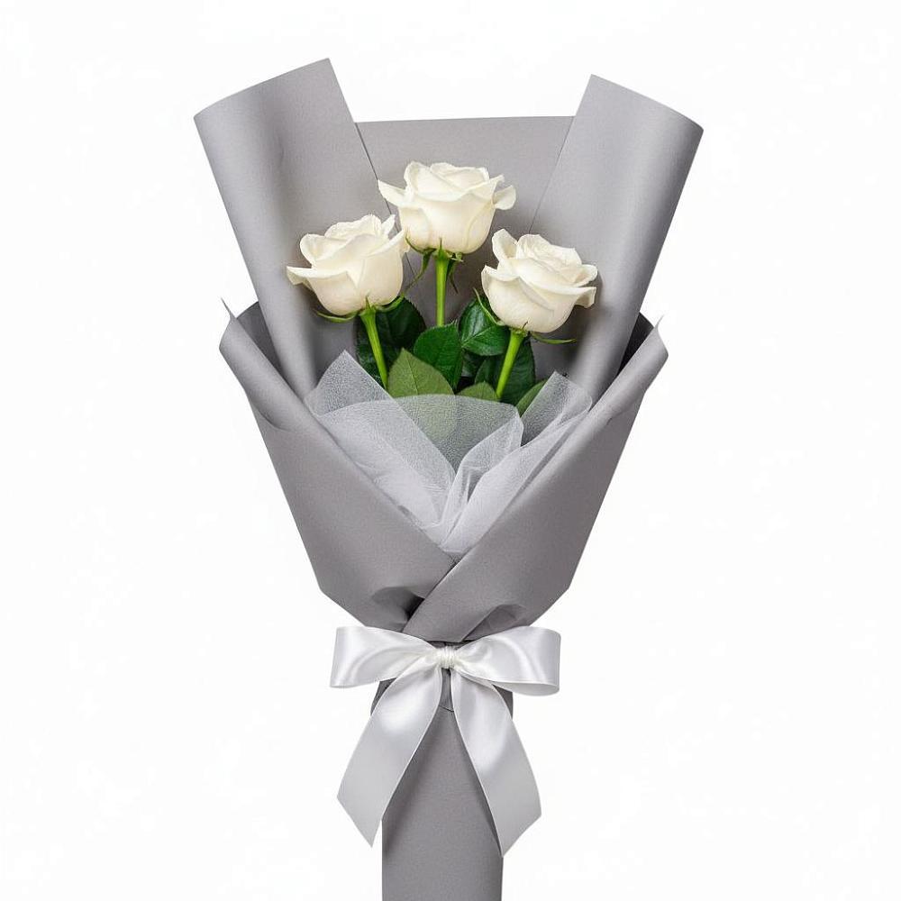 Букет 3 белые розы в Кулешовке