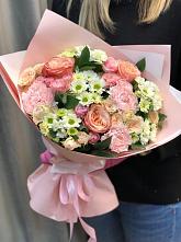 Букет нежные объятья в Кулешовке Букет цветов из: Гвоздики, Розы и Хризантемы в Кулешовке