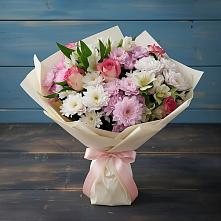 Букет цветов из:  Хризантемы, Альстромерии и Розы в Кулешовке