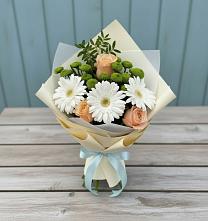 Букет цветов из:  Герберы, Розы и Хризантемы в Кулешовке